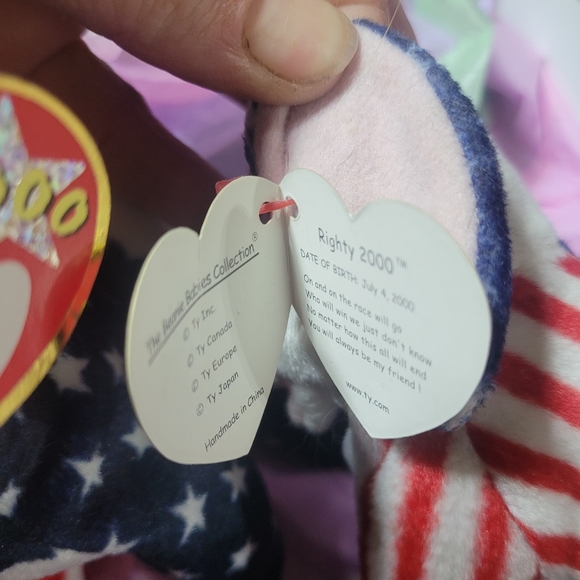 TY BEANIE BABIES RIGHTY AND LEFTY 2000 RARE - Picture 4 of 5